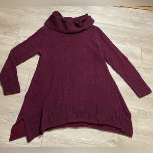 💜3/$25💜 Wine Color Cable Knit Tunic Sweater - 100% Cotton- Size Large